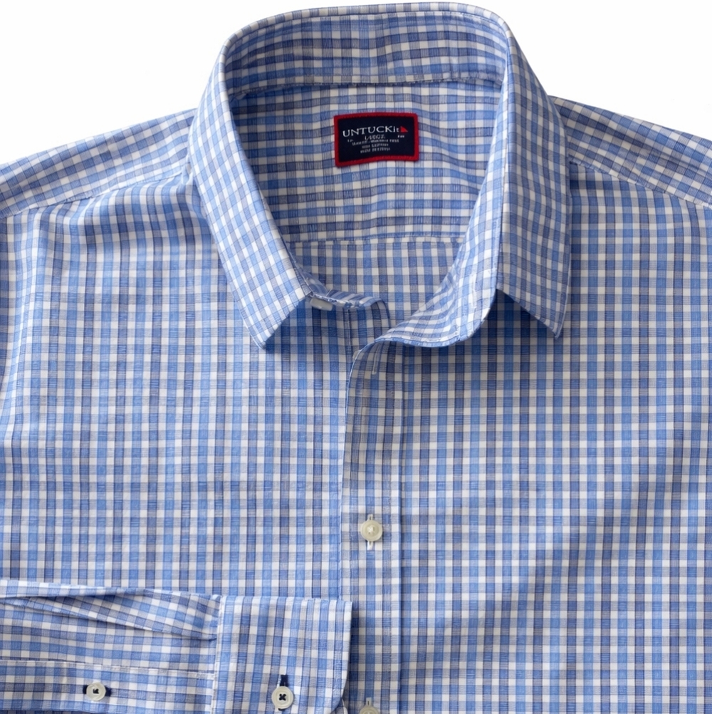 Untuckit Blue Checkered Men's Shirt